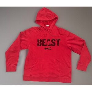 Nike Football BEAST Large‎ Red Hoodie Sweatshirt Hoodie Athletic Gym Y2K